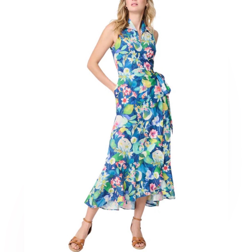 J.Mclaughlin Miramar Linen-Blend Dress Size Small